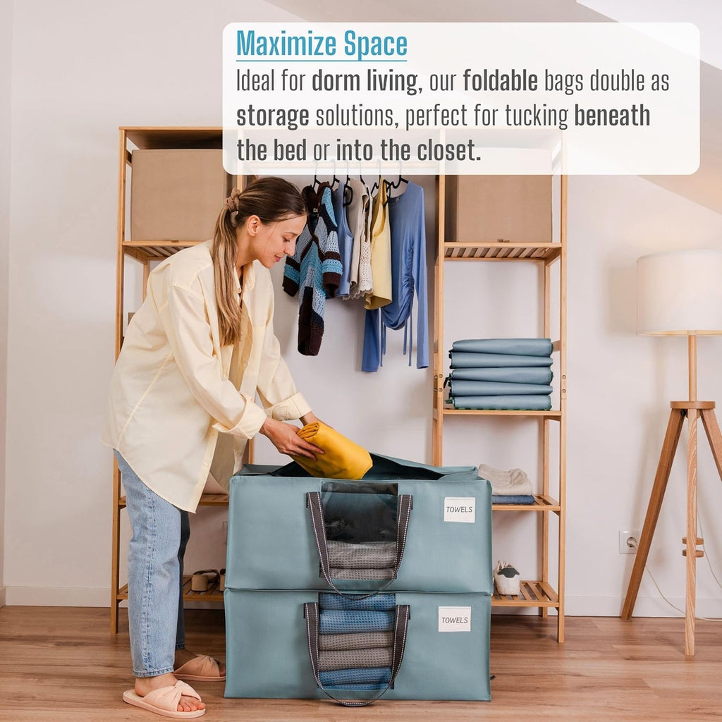 VENO 6 Pack Moving Bags for College, Heavy-Duty Storage Totes, Moving Boxes and Wardrobe Packing