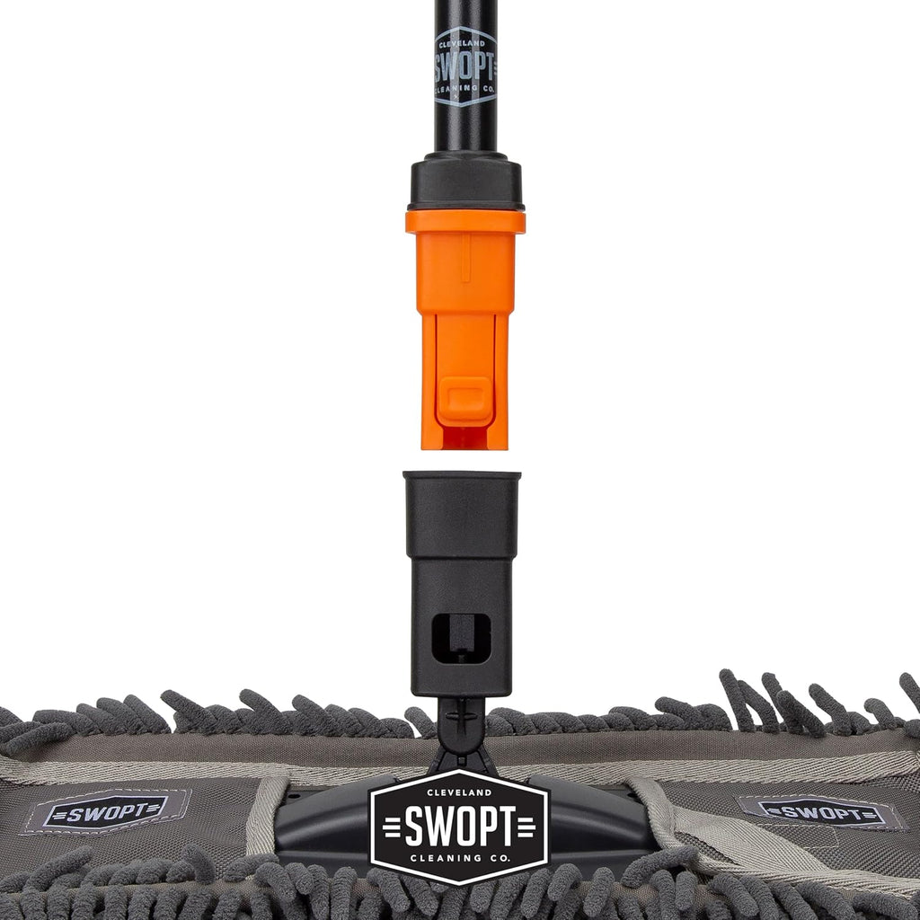 SWOPT 18” Microfiber Dust Mop + 60" Steel Handle, Combo — Includes Additional 18” Microfiber
