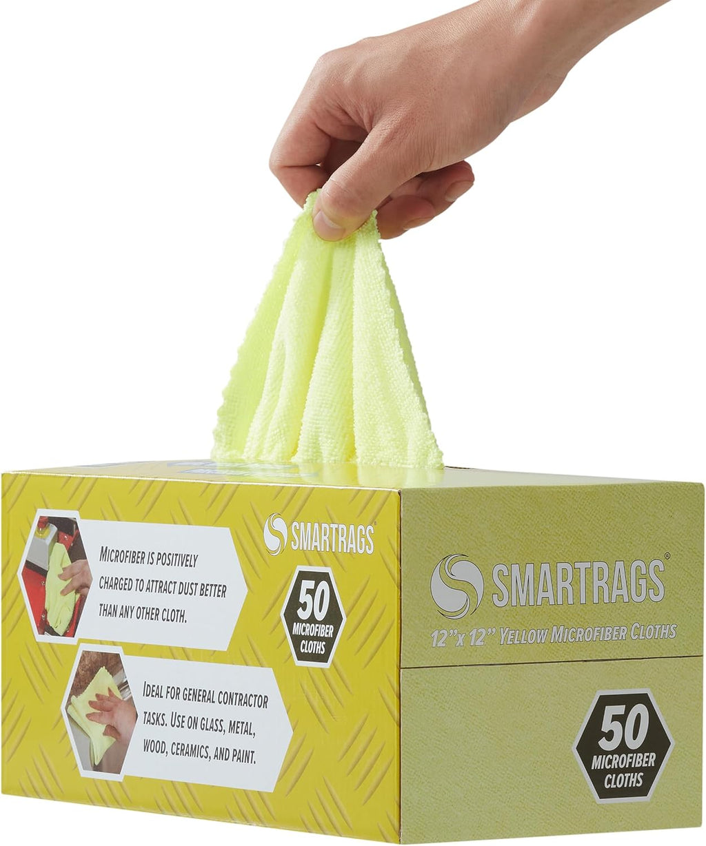 Arkwright Smart Rags in Box - (Pack of 50) Lint Free Microfiber Cleaning Cloth, Scratch &