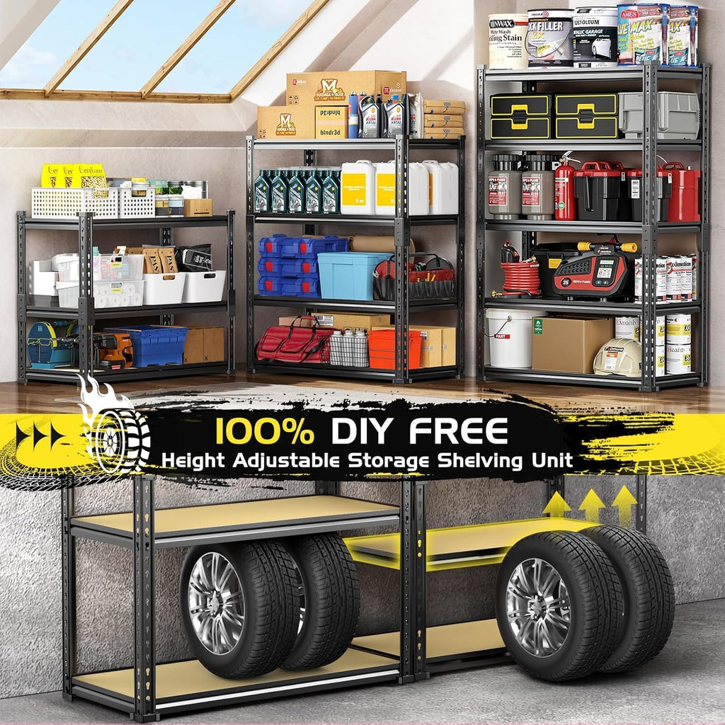 TigerParty 2050LBS Heavy Duty Garage Shelving, 5-Tier Adjustable Storage Shelves, Metal Shelving