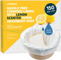 Lunderg Commode Liners with Absorbent Pads - Lemon Scent Medical Grade 150 Count Universal Fit