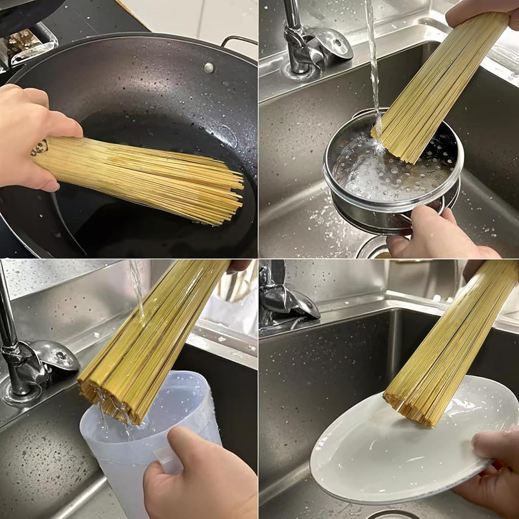 Handmade Bamboo Wok Brushes 2 Pack – 100% Natural, No Metal, Eco-Friendly Scrubbers for Carbon