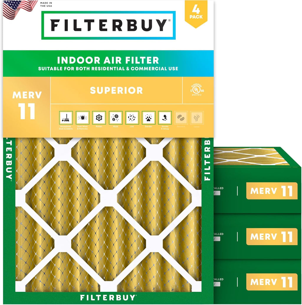 Filterbuy 18x24x4 Air Filter MERV 11 (MPR 1200) Allergen Defense Replacement (4-Pack)