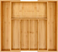 VaeFae Premium Bamboo Drawer Organizer, Expandable Silverware Drawer Organizer, Cutlery Tray with