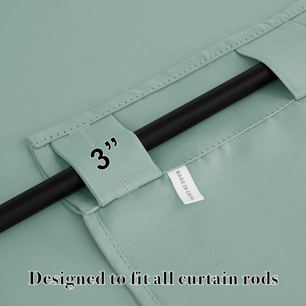 RYB HOME Aqua Blackout Curtains for Bedroom 63 inches Long - Thermal Insulated Curtains and Drapes