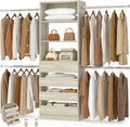 Aheaplus Closet System, 4-9Ft Closet Organizer with 4 Wooden Drawers, Wood Closet Organizer System