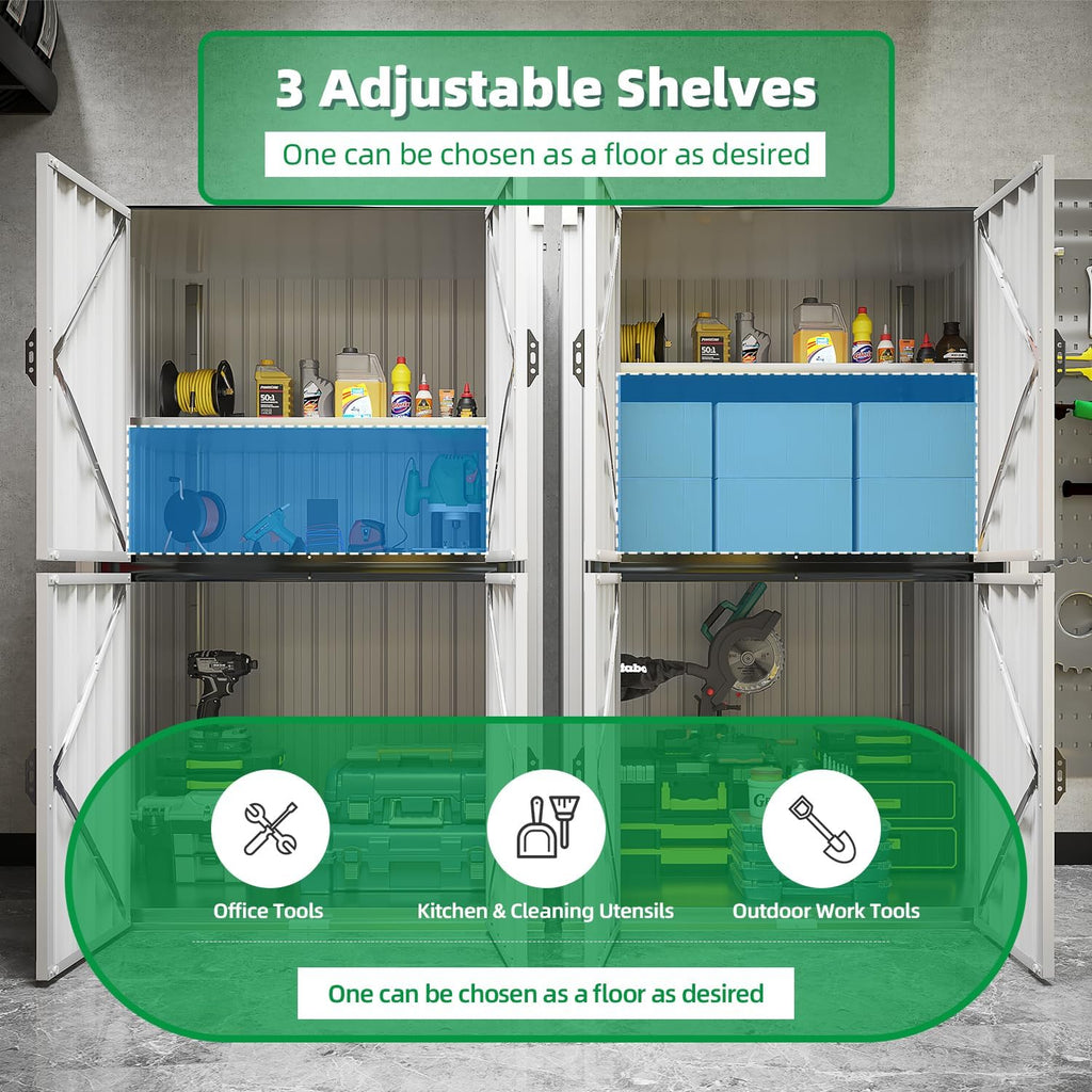 AECOJOY Outdoor Storage Cabinet, Outdoor Cabinets Waterproof with Shelves, Large Lockable Storage