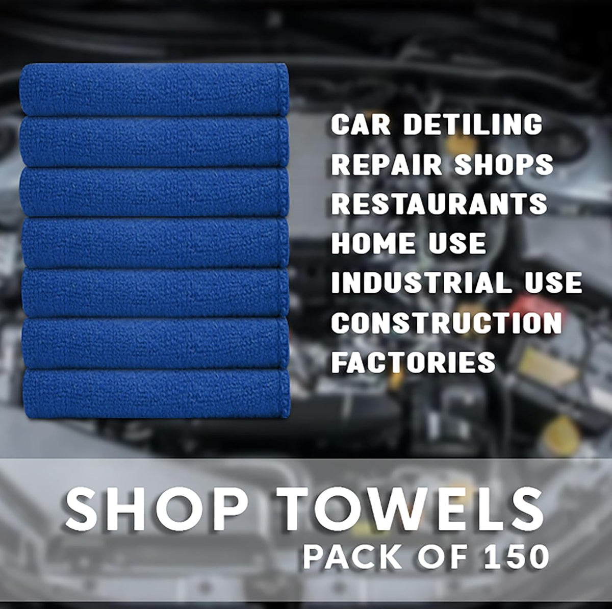 Cotton Shop Towels - Pack of 50 Cleaning Rags 12'' x 14'' - Super Soft and Absorbent Shop Rags for