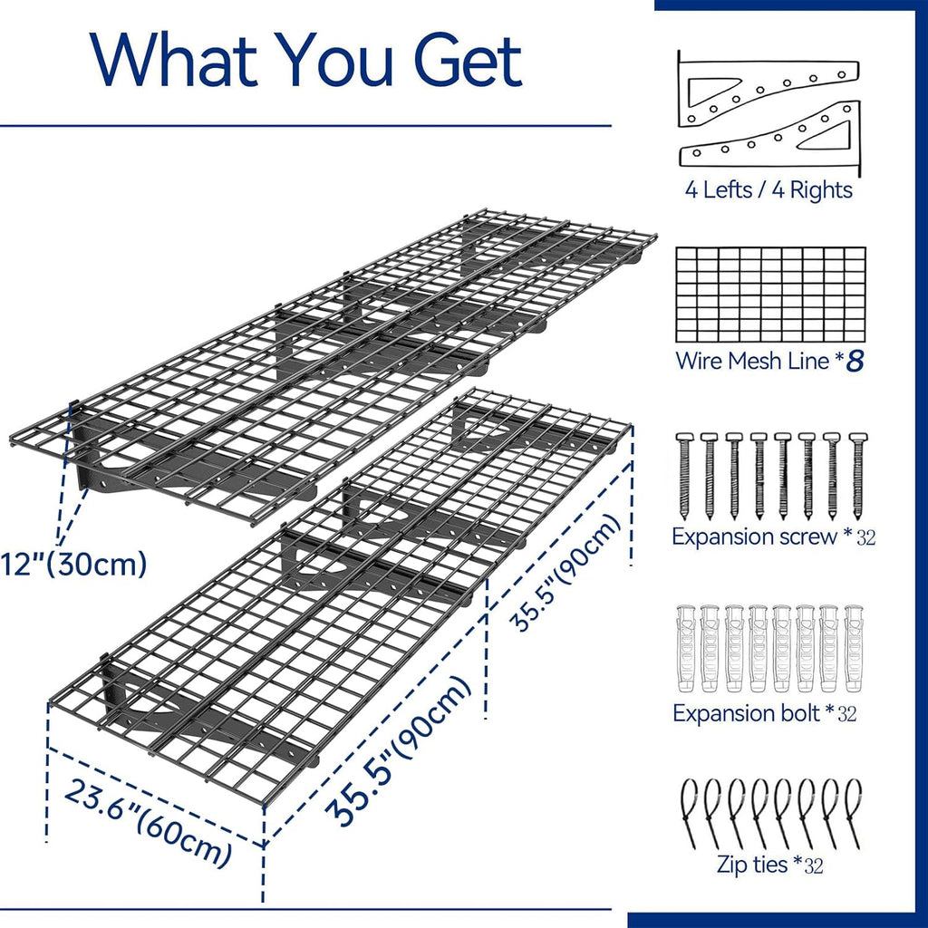 Heavy Duty Garage Wall Shelving, 2x6ft Wall Mounted Storage Shelves for Garage, Closet, Laundry