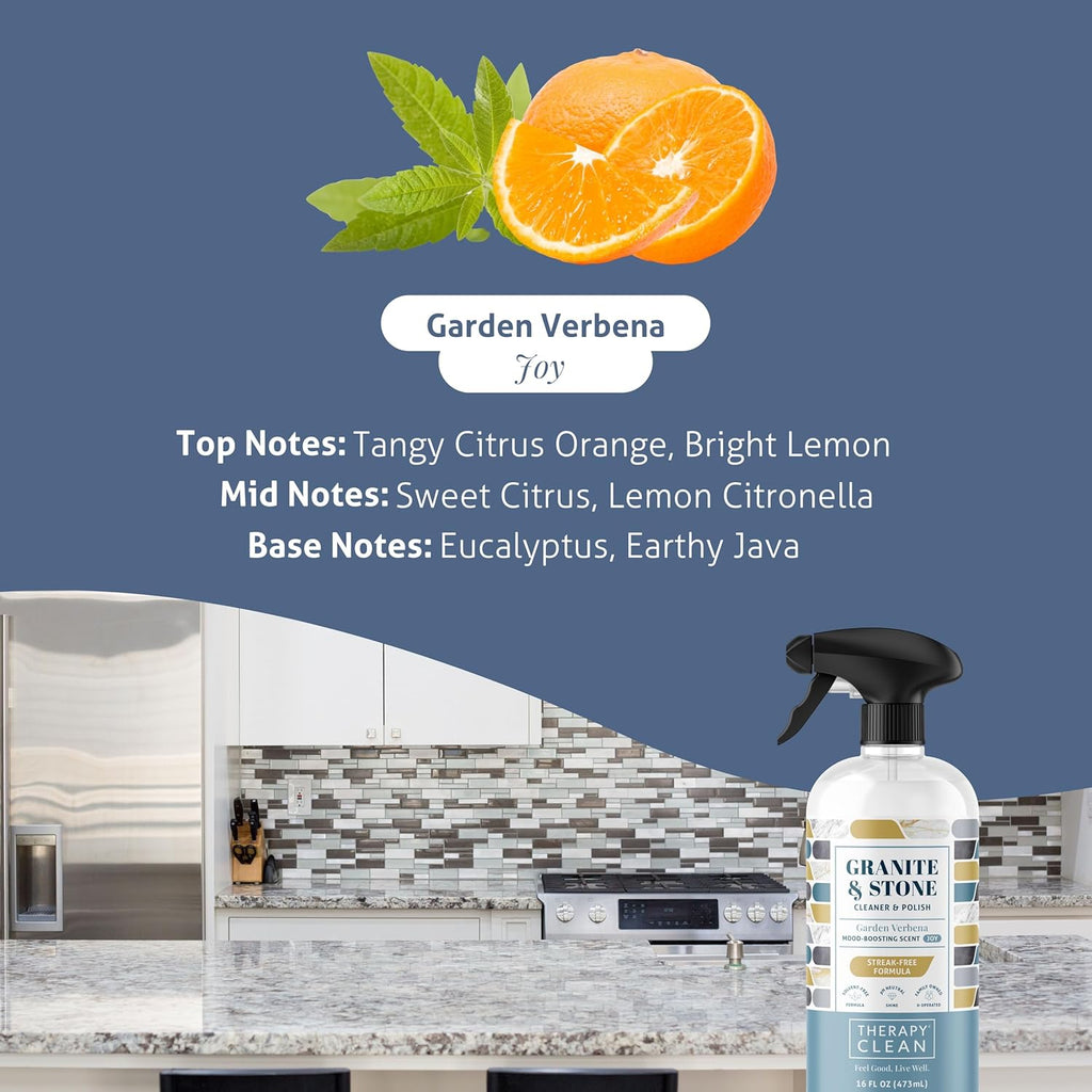 Therapy Granite Cleaner & Polish (2 Pack) - Granite Countertop Cleaner for Marble, Soapstone