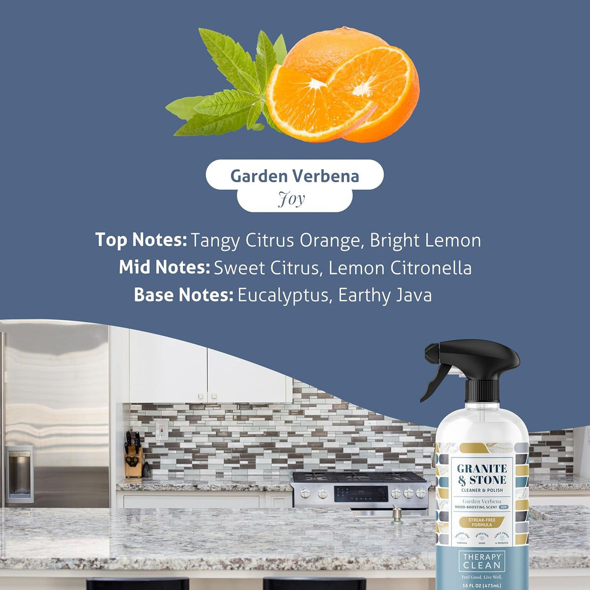 Therapy Granite Cleaner & Polish (2 Pack) - Granite Countertop Cleaner for Marble, Soapstone