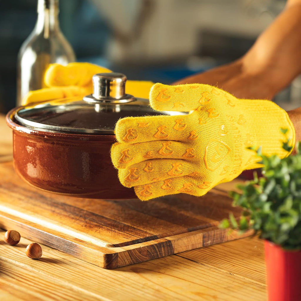 Grill Armor Oven Gloves 932°F Extreme Heat & Cut Resistant Oven Mitts with Fingers for BBQ