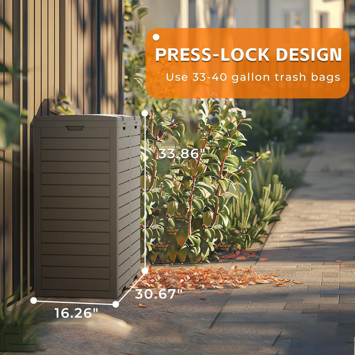 62-Gallon Outdoor Trash Can with lid, Waterproof, UV-Resistant Resin Garbage Can, Lockable Lid and