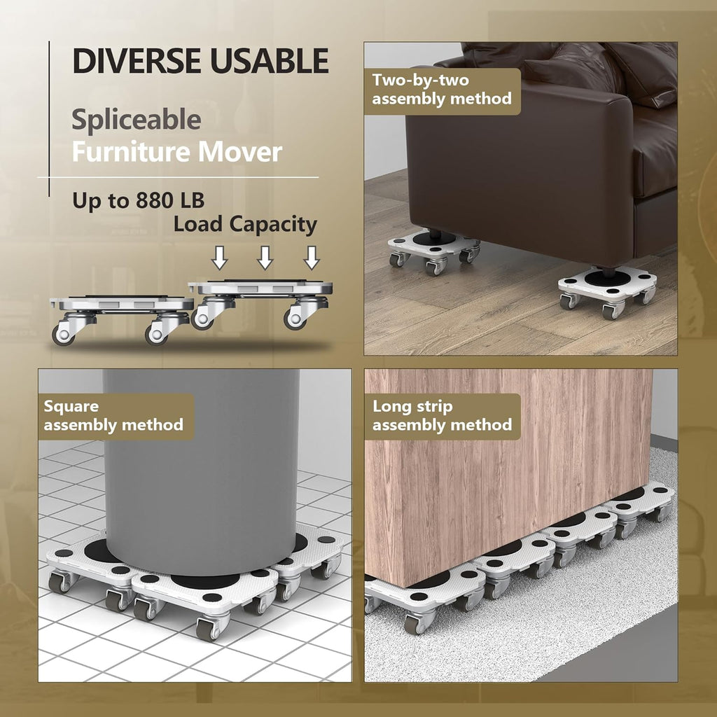 ONEON Furniture Mover Pro Set - Enhanced Dolly and Lifter with Custom TPE Wheels for Easy Furniture