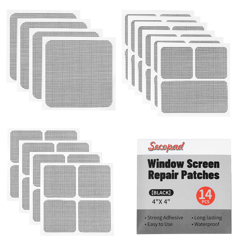 14 Sheets Window Screen Patches Repair Kit, Black 3 Sizes Window Screen Repair Kit for Mesh Screen