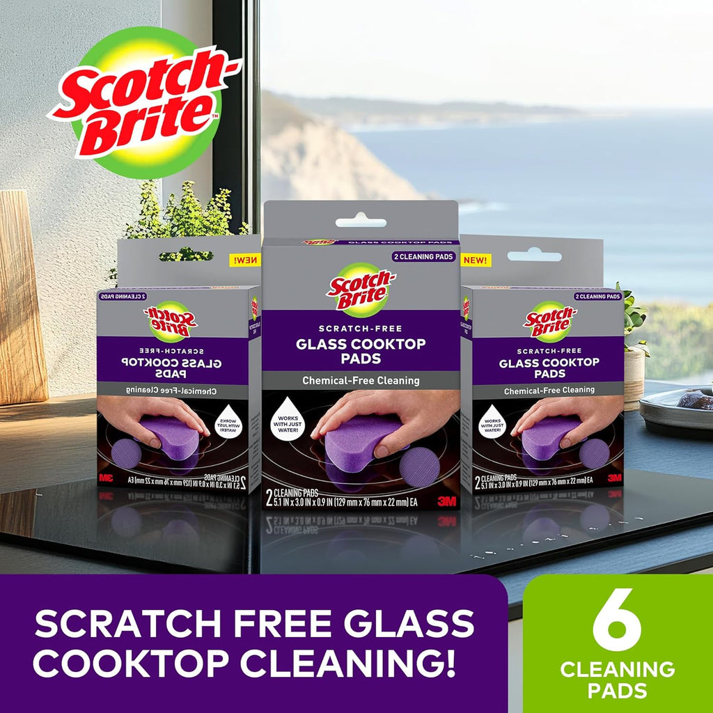 Scotch-Brite Glass Cooktop Pads, Scratch-Free & Non-Abrasive Scrubbers for Glass or Ceramic