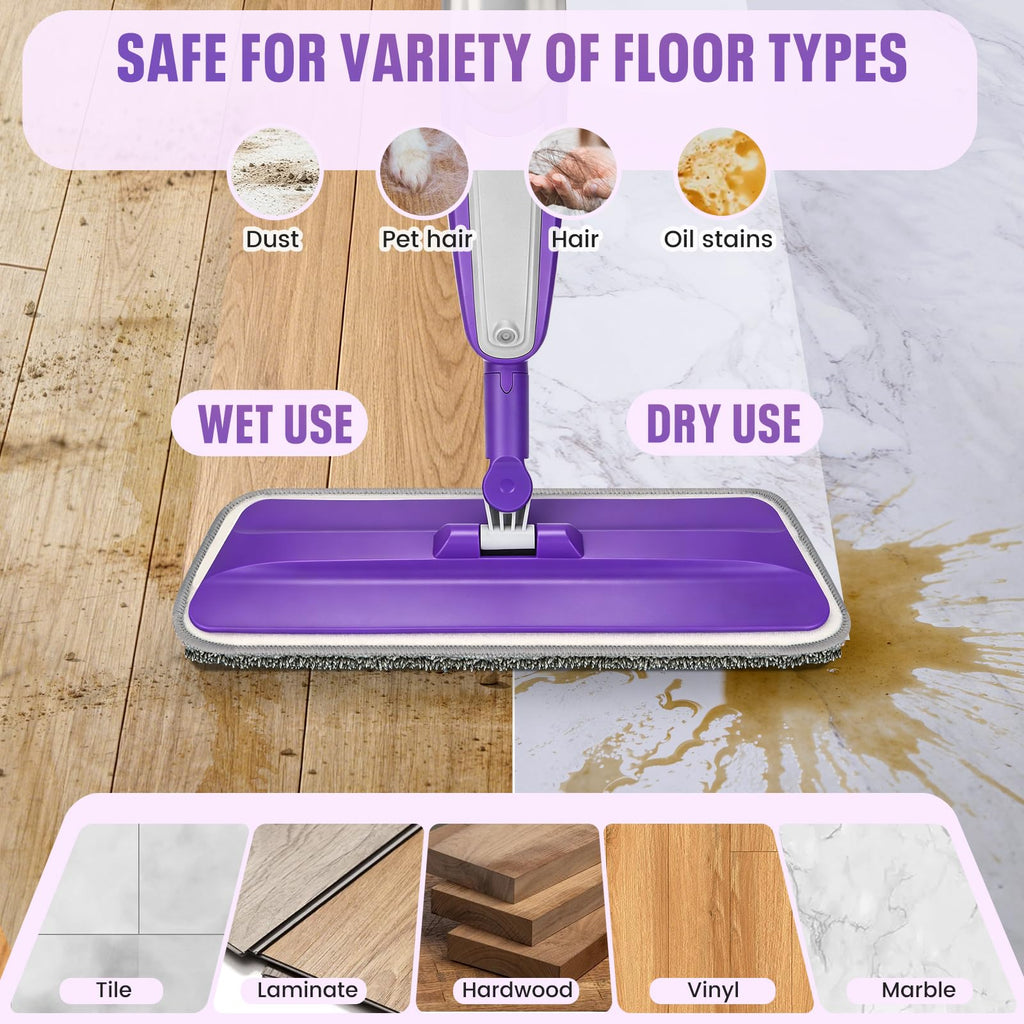 Beyoco Spray Mop for Hardwood Floors Cleaning with 3 Washable Pads