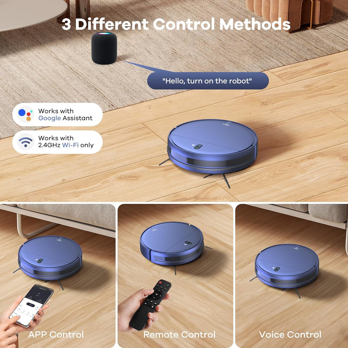 ZCWA Robot Vacuum and Mop Combo,2.4GHz WiFi Link Vacuum Robot,4 Cleaning Mode Robotic Vacuums