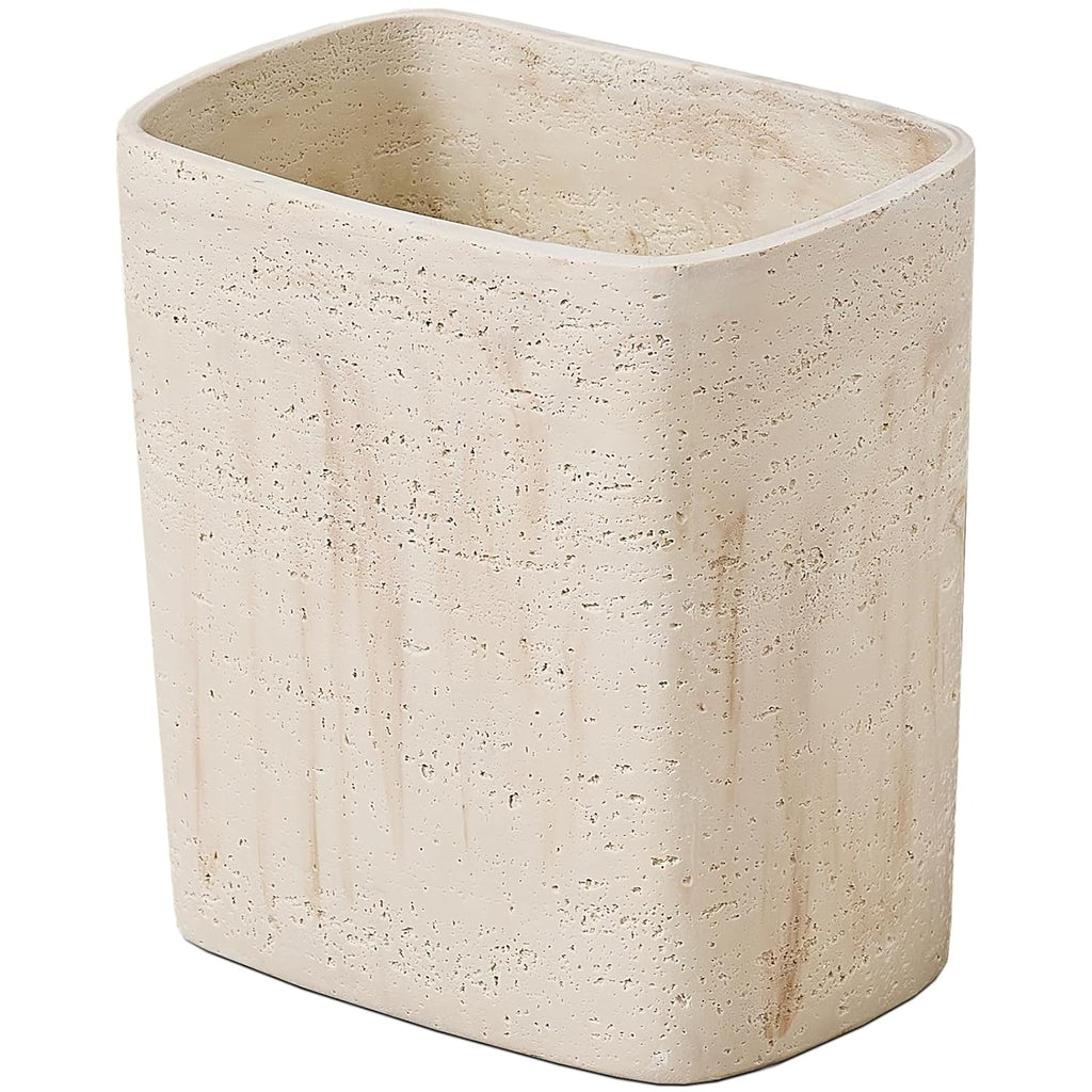 Polytree Natural Travertine Textures Bathroom Trash Can 1.8 Gallon(7 Liter) Small Kitchen Garbage