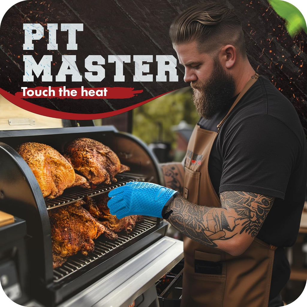 KITCHEN PERFECTION XL Silicone Smoker Oven Gloves-Extreme HeatResistant Gloves-Handle Hot Food