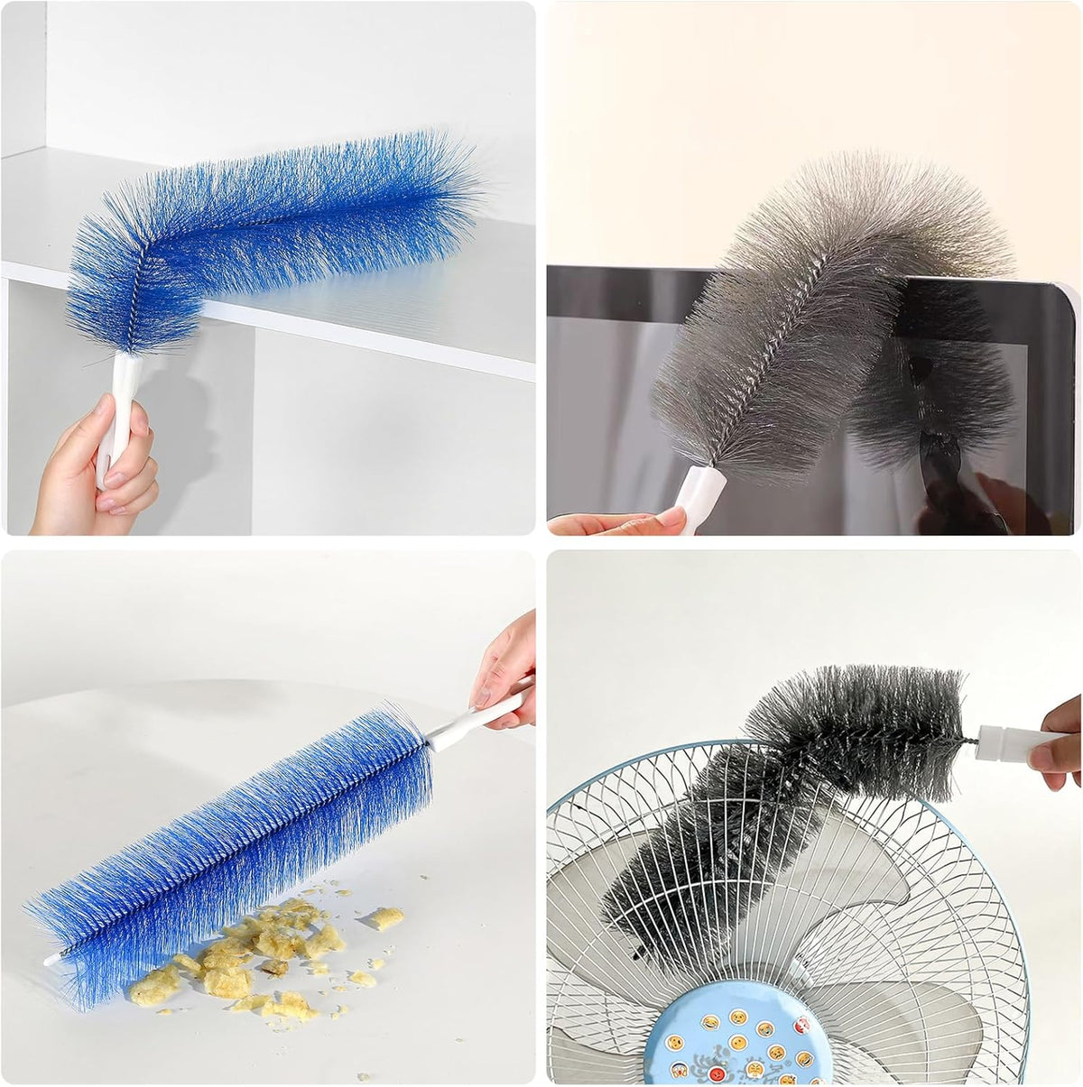 4 Pcs Cobweb Duster, Bendable Fan Duster, Plastic Fan Cleaner Brush,Microfiber Head Dusting Brush