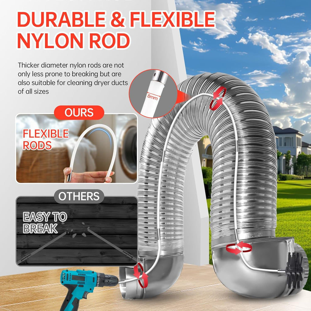 Dryer Vent Cleaner Kit, Bluesea 33-Piece Omnidirectional Dryer Cleaning Kit Include 35 Feet Dryer
