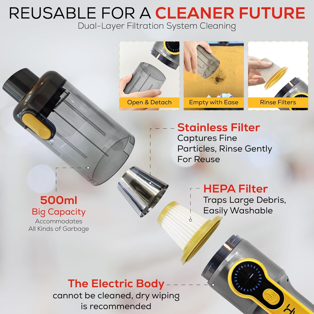 Car Vaccum Cleaner - 2 in 1 Handheld, High Power, Portable Vaccum Cordless & Corded + Blower with