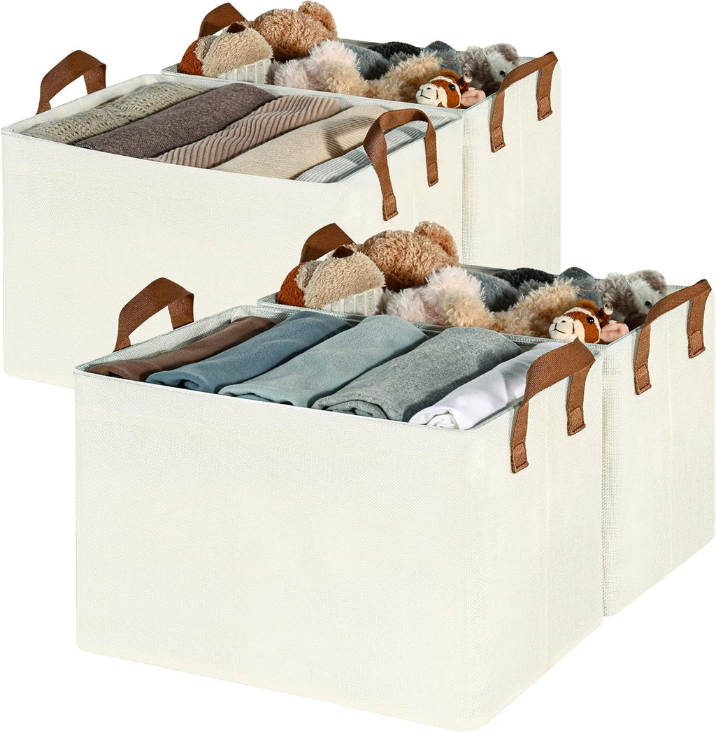 GRANNY SAYS Closet Storage Baskets, Collapsible Fabric Storage Bins with Metal Frame, Clothes