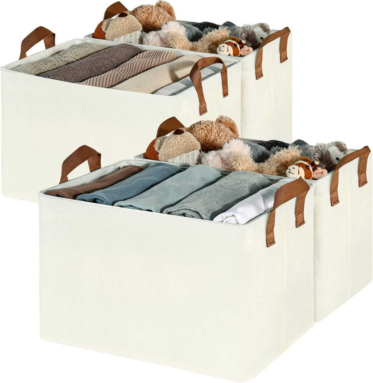 GRANNY SAYS Closet Storage Baskets, Collapsible Fabric Storage Bins with Metal Frame, Clothes