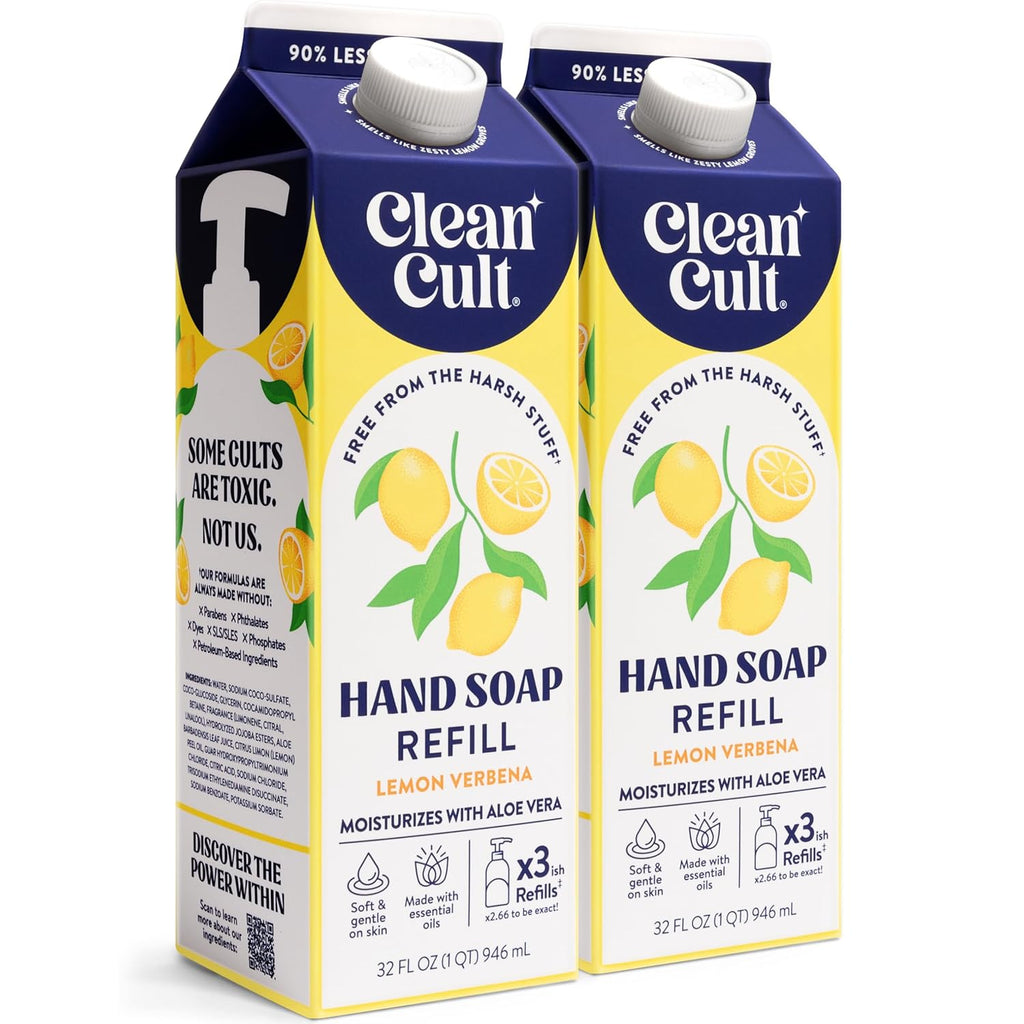 Cleancult Liquid Hand Soap Refills - Lemon Verbena - Moisturizes Dry & Sensitive Skin - Made with