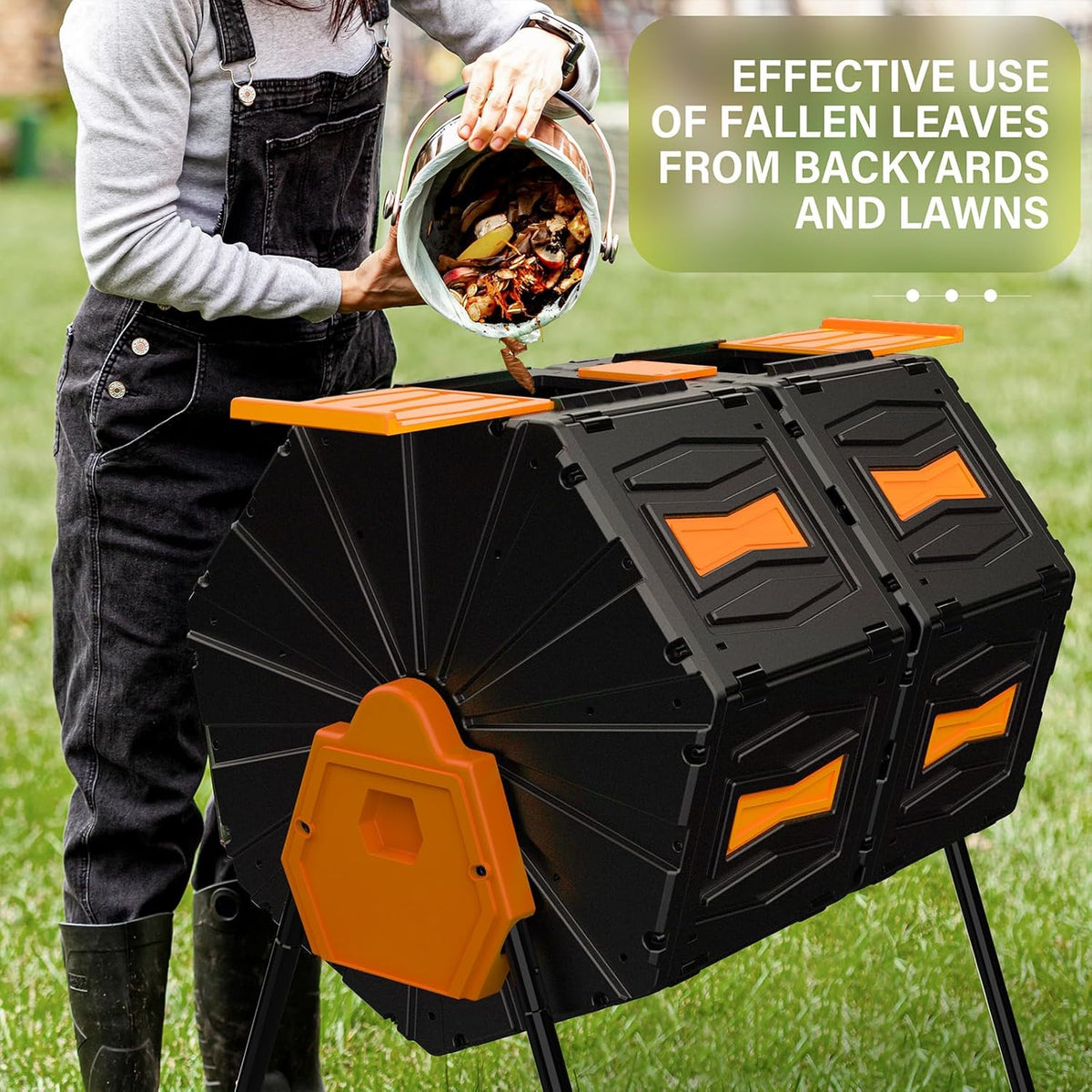 Compost Bin Outdoor, 45 Gallon / 170L Composter Tumbler, 360° Rotating Compost Bin Outdoor