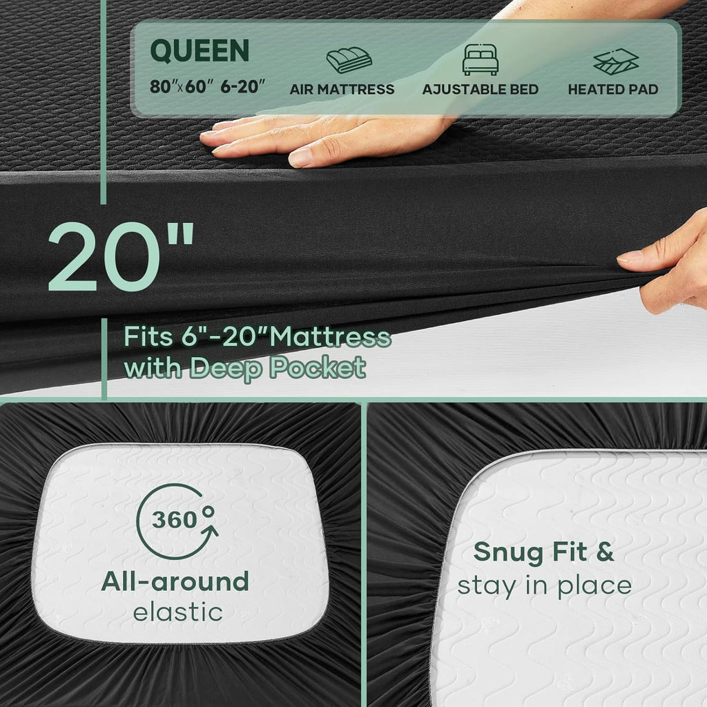 OhGeni 100% Waterproof Mattress Protector, Queen Size Mattress Pad, Fits 6"-20" Mattresses with