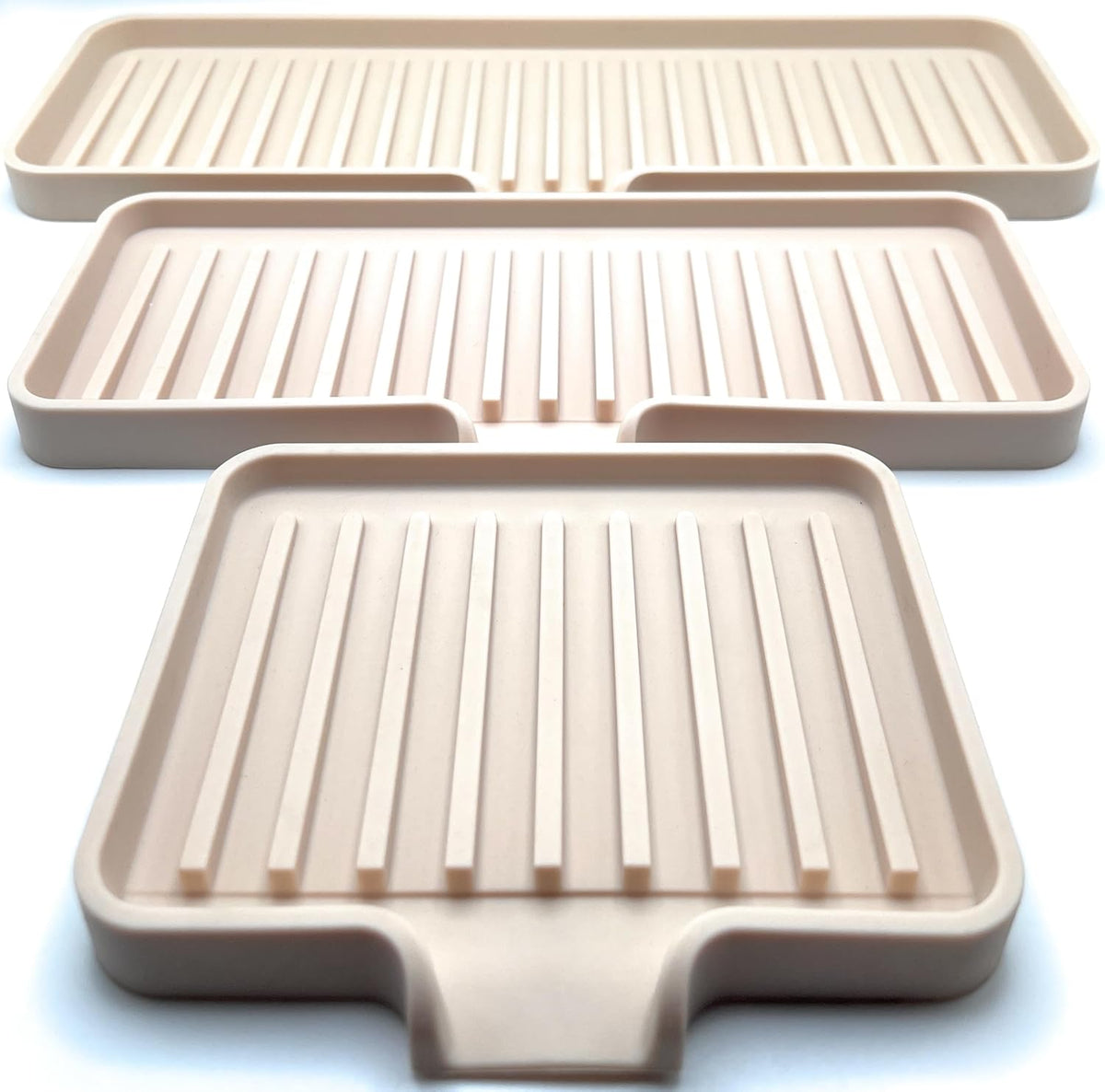 Happitasa Silicone Soap Dish Tray and Sponge Holder with Drain Chute, Pack of 2 | Bathroom and