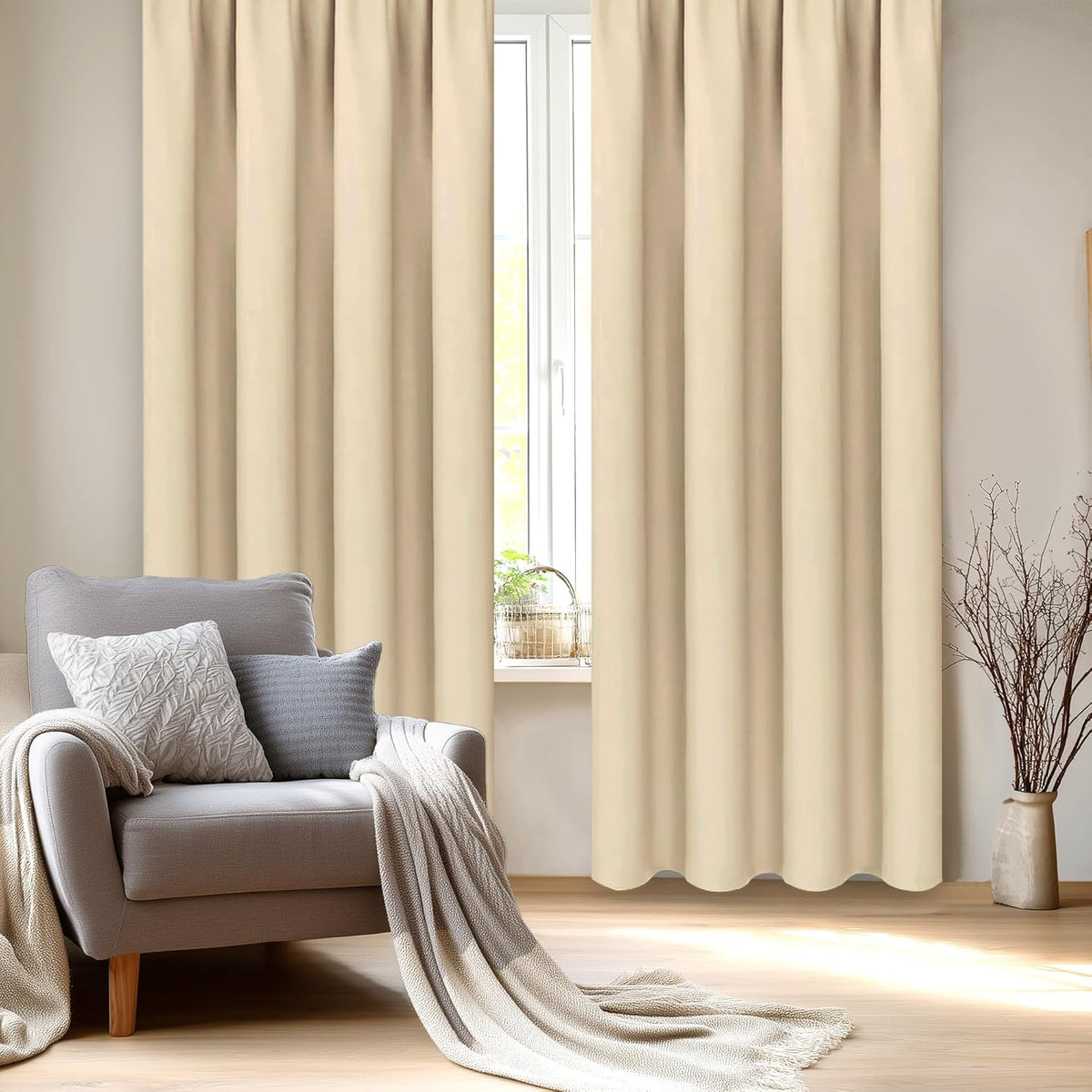 DWCN Blackout Curtains Room Darkening Thermal Insulated Bedroom Curtains Window Curtain Panels, 42