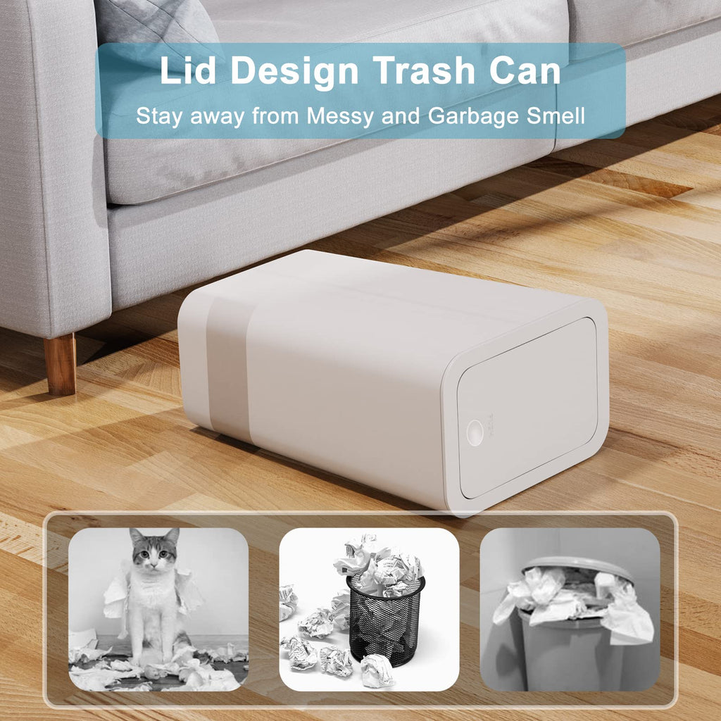 N. NETDOT 3 Pack 10L / 2.6 Gallon Small Trash Can with Lid, Bathroom Garbage Can with Pop-Up Lid