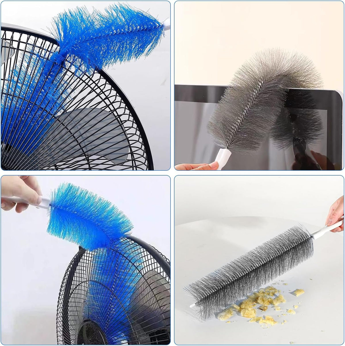 4 Pcs Cobweb Duster, Bendable Fan Cleaner Brushes Set Reusable, Plastic Microfiber Duster for Air
