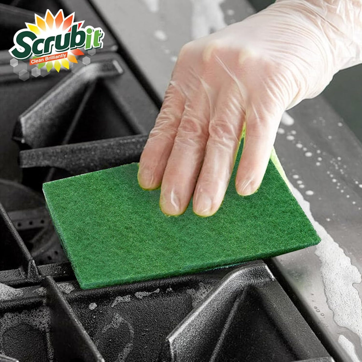 Scouring Pads - Heavy Duty Household Cleaning Scrubber with Non-Scratch Anti-Grease Technology