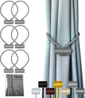 Hion Magnetic Curtain Tiebacks Grey 6 Pack, Curtain Tiebacks Buckles Holdbacks Holders Hooks Clip
