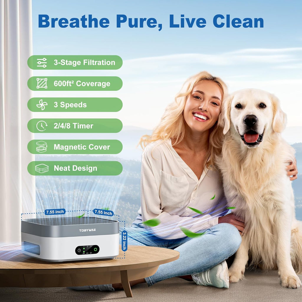 Air Purifier 2 Pack for Bedroom Up to 1200 ft², H13 True HEPA Air Purifier for Pets Dust Dander