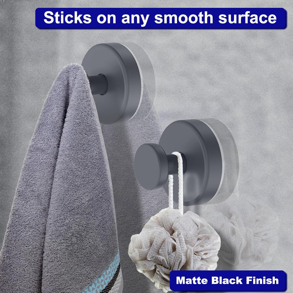 Suction Cup Hooks for Shower, Removable Towel Hooks for Bathroom Window Glass Door Wall, Bath Robe