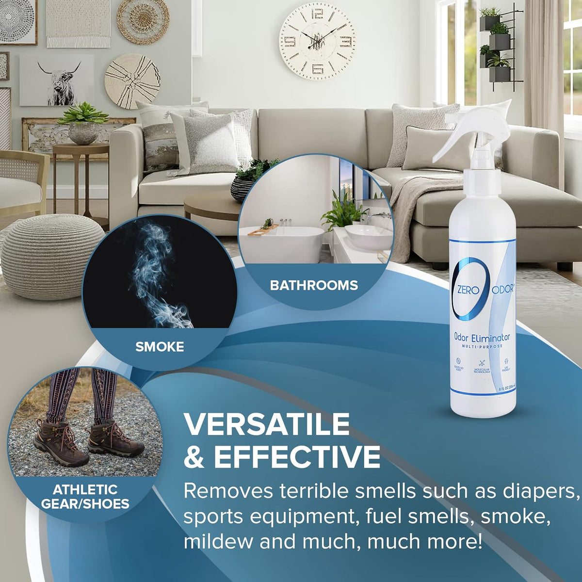 Zero Odor Multi-Purpose Odor Eliminator - Eliminate Air & Surface Odor – Patented Technology Best