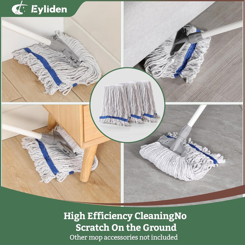 Eyliden 3 Pack Mop Heads Replacement, Universal Commercial Mops for Floor Cleaning, Looped-End