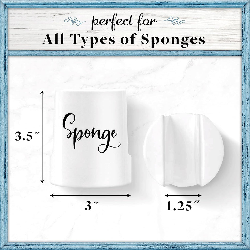 Home Acre Designs Sponge Holder for Kitchen Sink - Rustic Farmhouse Home & Kitchen Decor - White