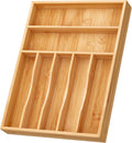 BAMEOS Bamboo Silverware Drawer Organizers, 11.9 inch Utensil Drawer Organizer for Kitchen Drawers
