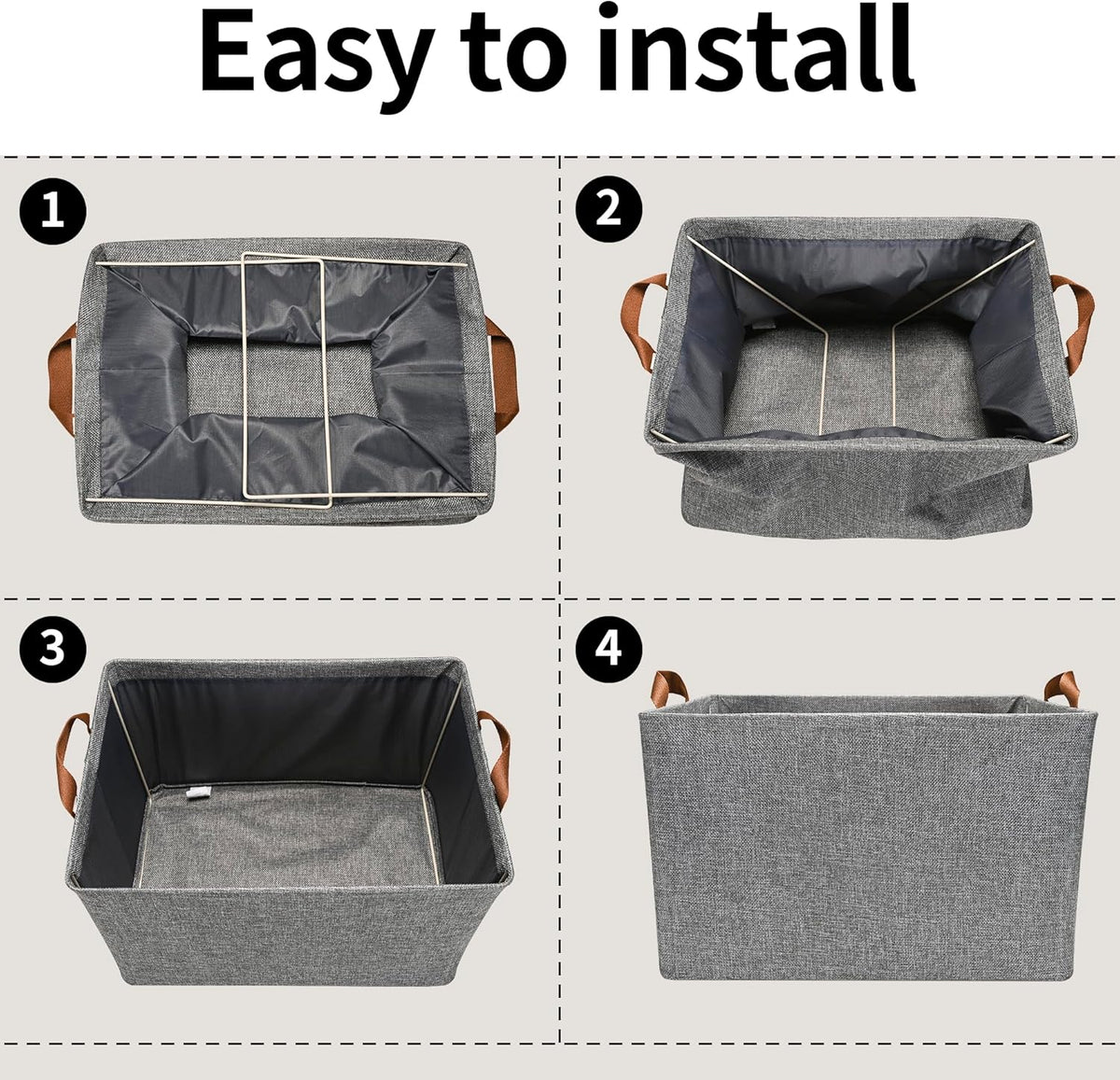 GRANNY SAYS Closet Storage Baskets, Collapsible Fabric Storage Bins with Metal Frame, Clothes