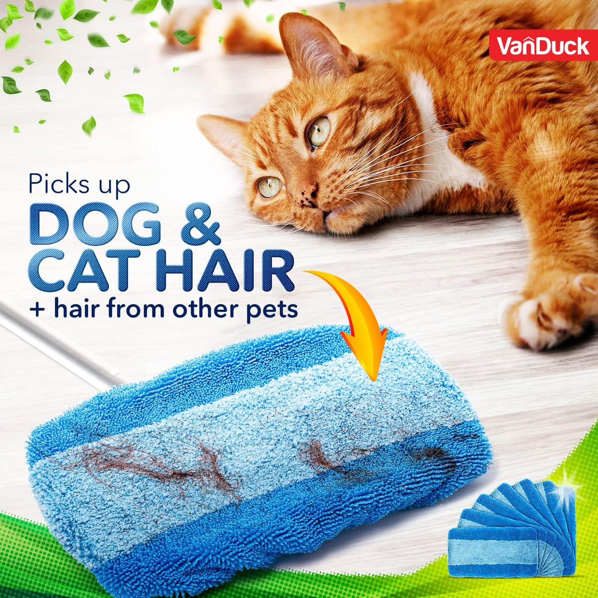VanDuck Reusable Pet Heavy Duty Mop Pads Compatible with Swiffer Sweeper (6-Pack) - Washable