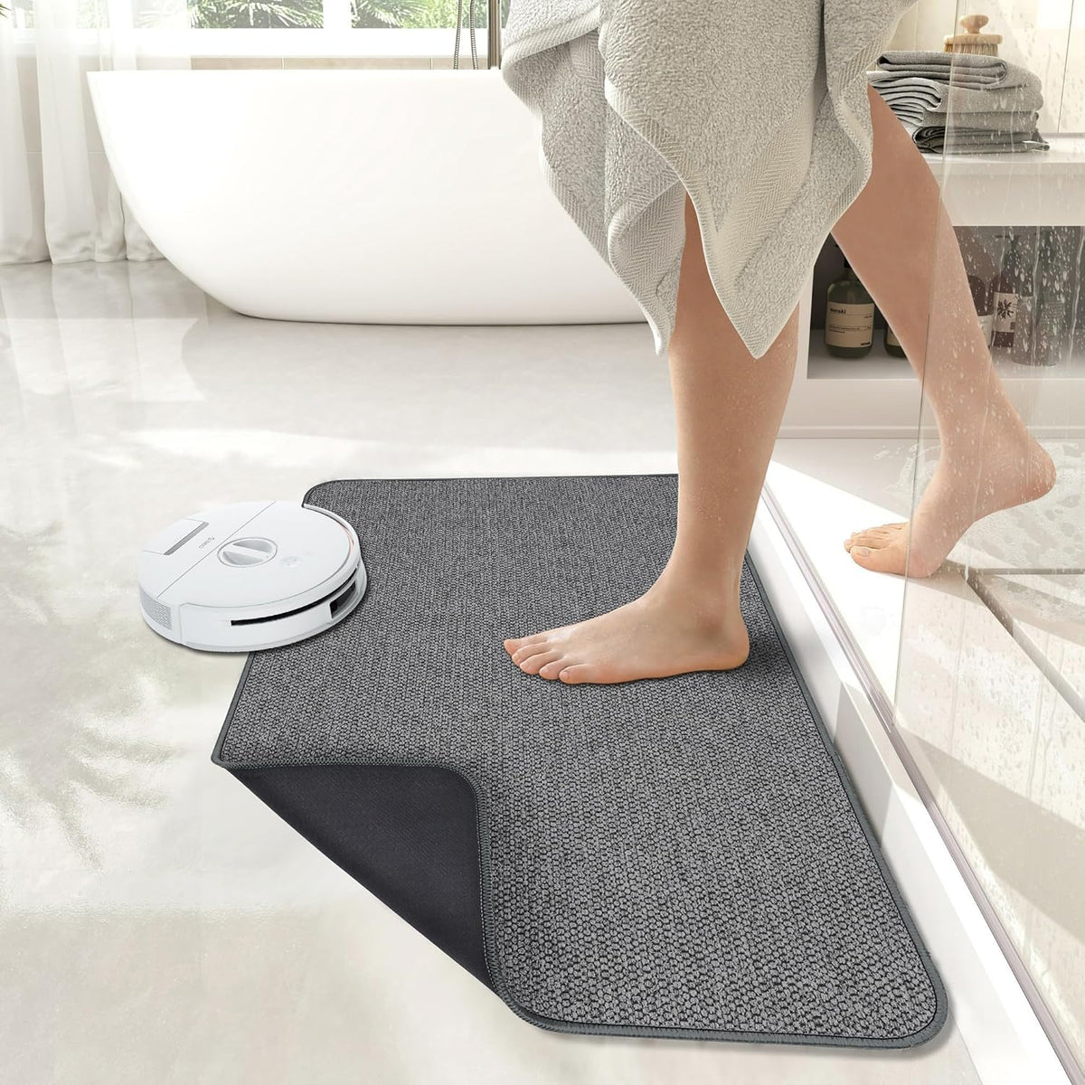 Bath Mat,Ultra Thin Bathroom Rugs,Rubber Bath Mats for Bathroom,No Slip Bath Rug,Quick Dry,Machine