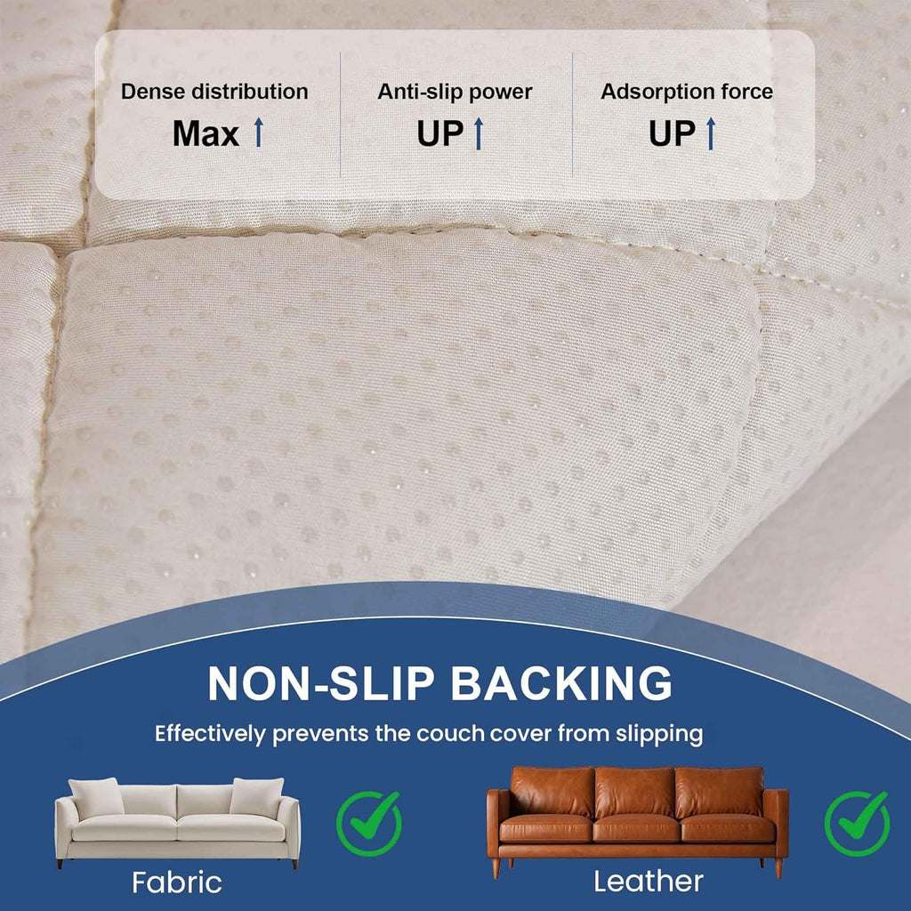 OTOB All Seasons Sofa Covers for 3 Cushion Couch Washable, Fuzzy Non Slip Kids & Pet Friendly Couch