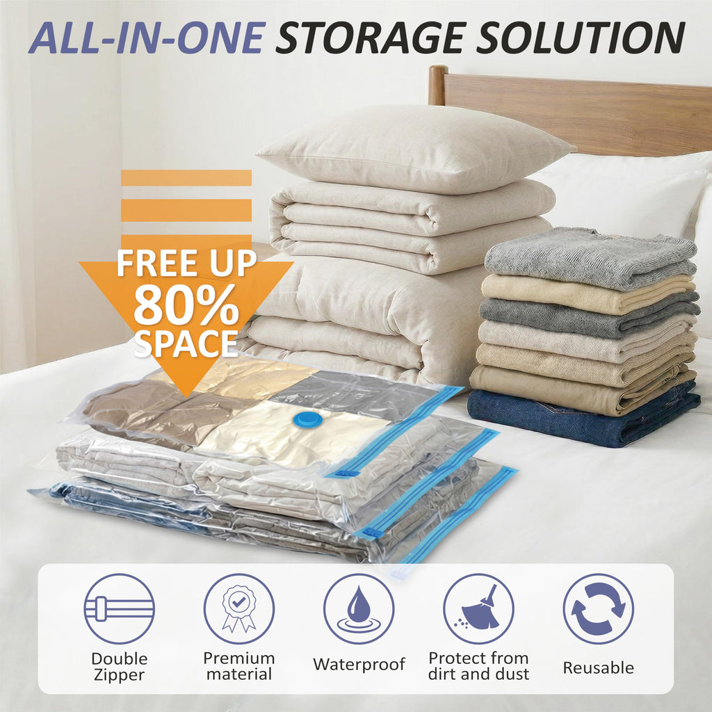 Cozy Essential Vacuum Storage Bags, 80% Compression Vacuum Seal Space Saver Plastic Packaging Bags