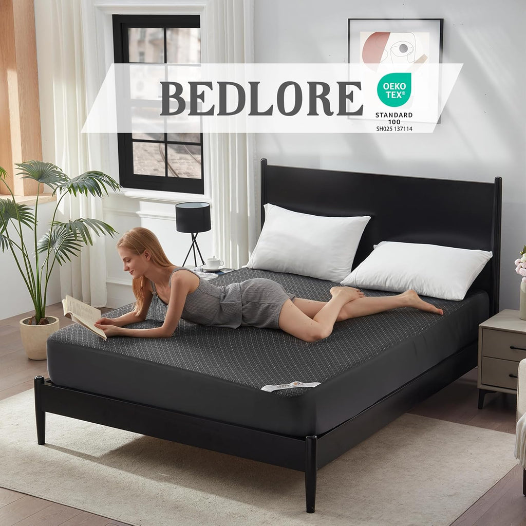 BEDLORE King Mattress Protector, Waterproof Noiseless Mattress Cover with Deep Pocket for 6-18